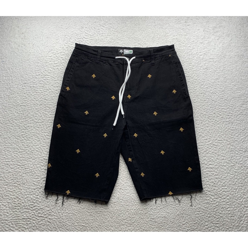 Lifted Research Group Choppa Shorts Mens 32x11 Black Allover Print Drawstring